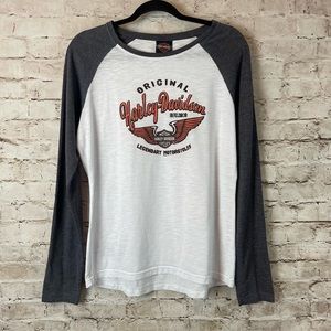 Harley Davidson Women's XL Long Sleeve Baseball T Tee Shirt Quaid Temecula CA